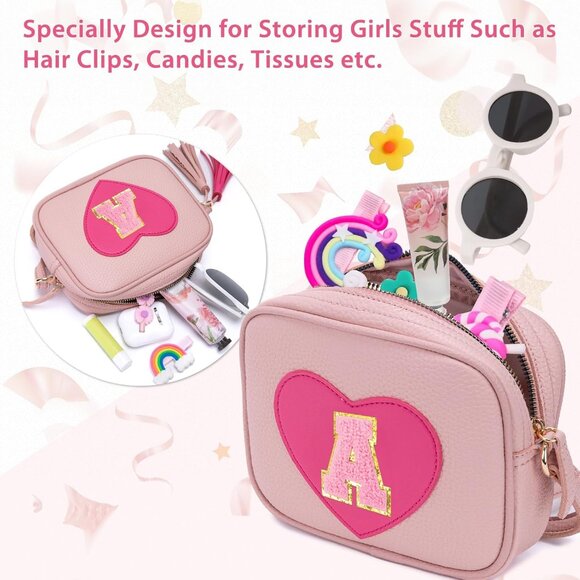 Sweet Initials & Tassels - Toddler Girls Heart Purse, Perfect for Essentials - Picture 5 of 7